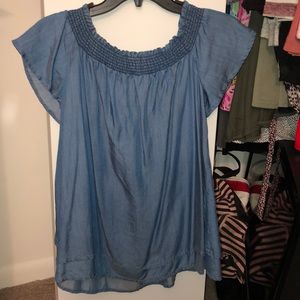 Crown and Ivy Denim off the should top